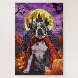 Puzzle Halloween Pitbull Vampire Citrouilles peur