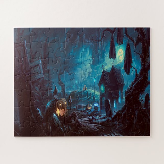 Puzzle Halloween Pleine lune de nuit Haunted Graveyard (Horizontal)
