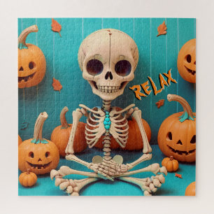 Puzzle Halloween Skeleton Citrouille Éffrayant Orange Cya