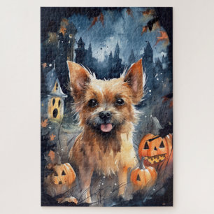 Puzzle Halloween Terrier Australien Avec Peur Citrouille