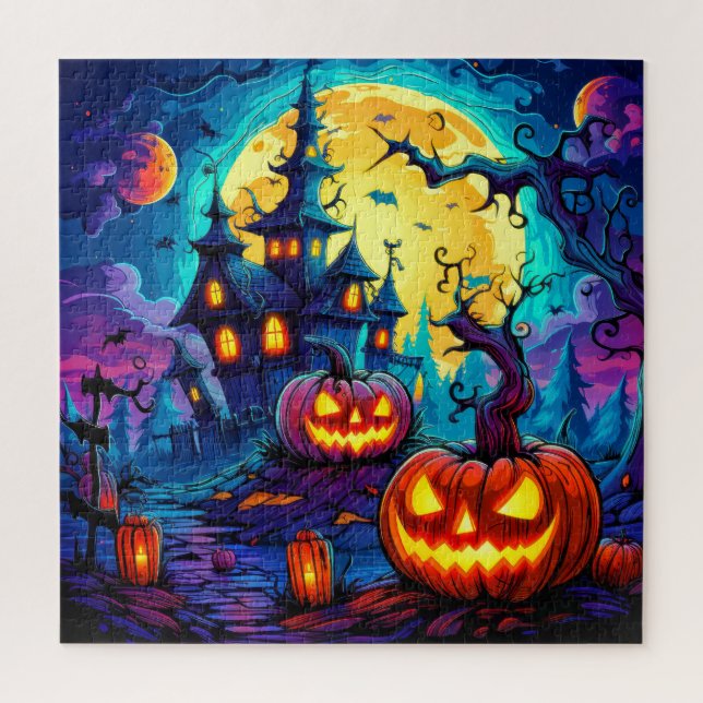 Puzzle Halloween tristement Éffrayant Hanté (Vertical)