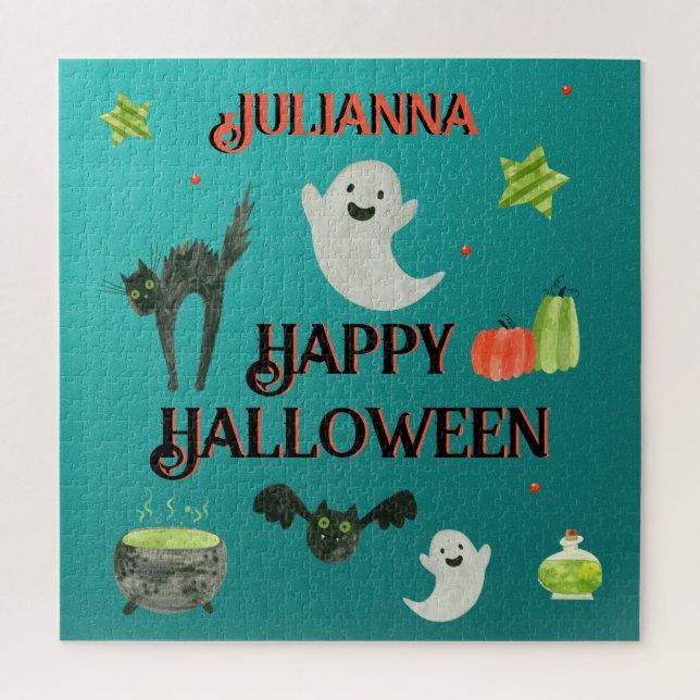 Puzzle Halloween Turquoise et vert (Vertical)