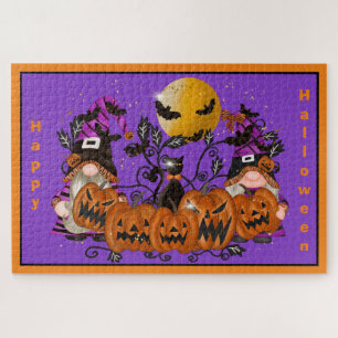 Puzzle Halloween violet à la mode Joyeux Gnome