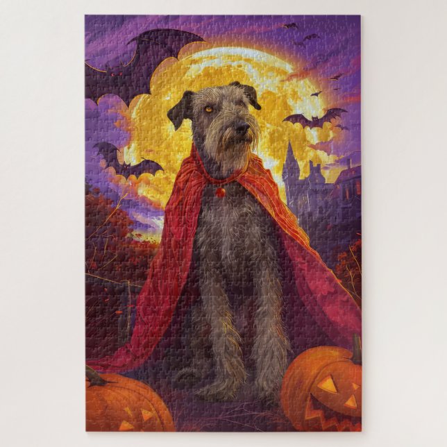 Puzzle Halloween Wolfhound Vampire Citrouilles effroi (Vertical)