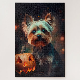 Puzzle Halloween Yorkshire Terrier Avec La Peur Citrouill