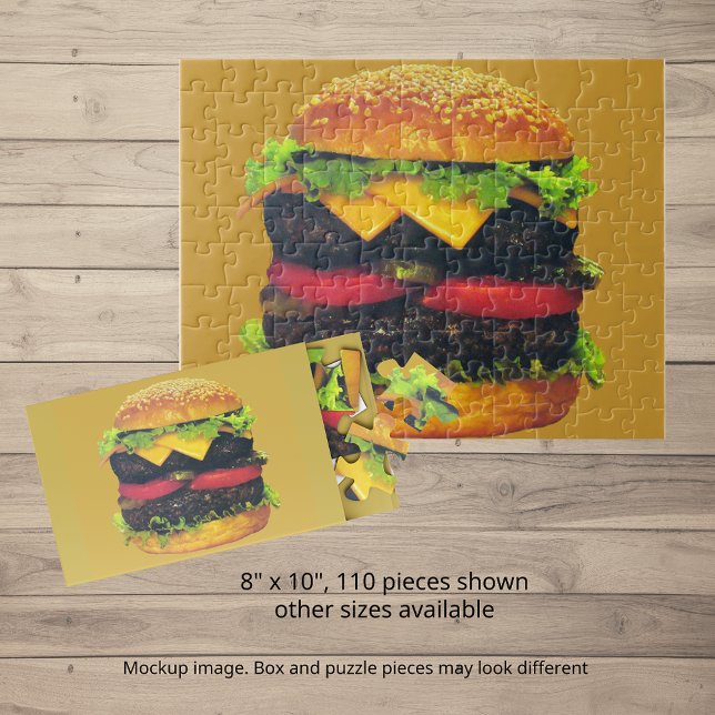 Puzzle Hamburger de luxe double au fromage (Double Deluxe Hamburger with Cheese Jigsaw Puzzle)