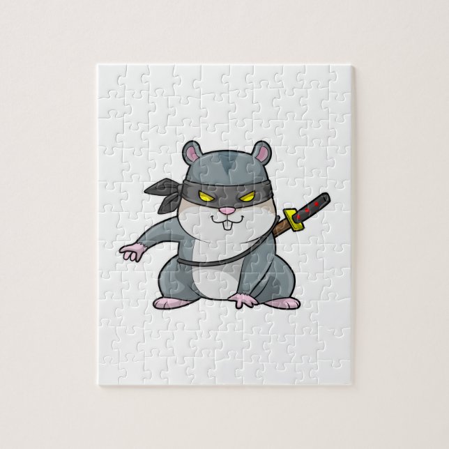 Puzzle Hamster comme Ninja dans les arts martiaux avec ép (Vertical)