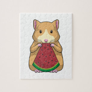 Puzzle Hamster with Watermelon