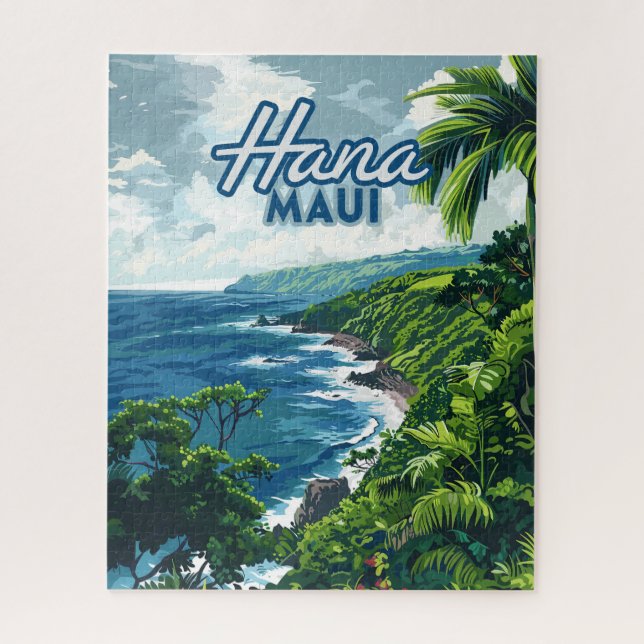 Puzzle Hana Maui Hawaii Road à Hana Beach Coast Retro (Vertical)
