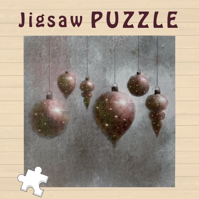 Puzzle Hanging Christmas Copper Baubles sur Grey - (Créateur téléchargé)