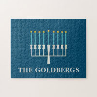 Hanukkah Menorah in Blue Personalized