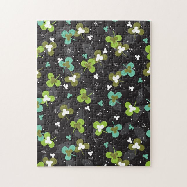Puzzle Happy Green Clover Feuille Motif d'art II (Vertical)