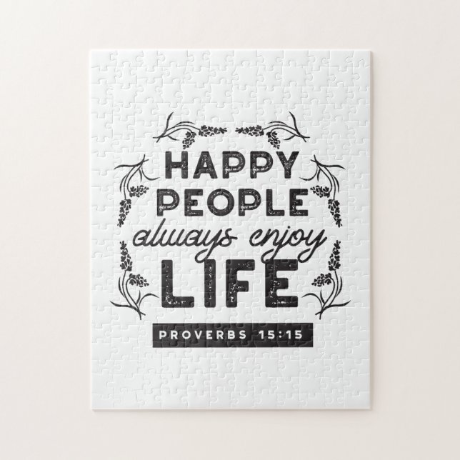 Puzzle Happy Life with Faith – Proverbs 15:15 Art (Vertical)