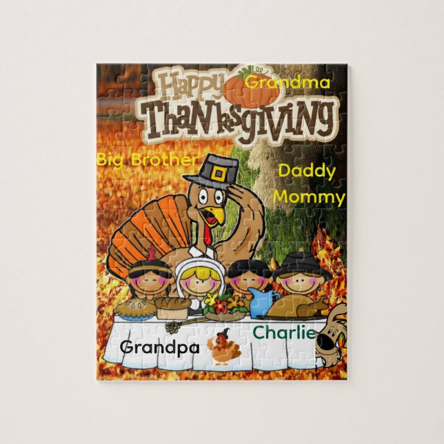 Puzzle Happy Thanksgiving Day Jigsaw Family Grateful (Vertical)