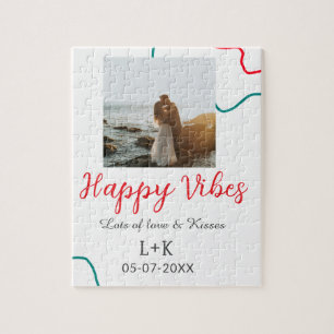 Puzzle Happy Vibes nom du couple date mariage rouge