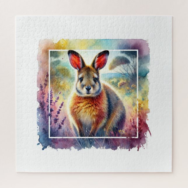 Puzzle Hare Wallaby 030924AREF125 - Watercolor (Vertical)