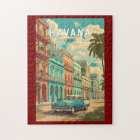 Havana Cuba Illustration Voyage Art Vintage