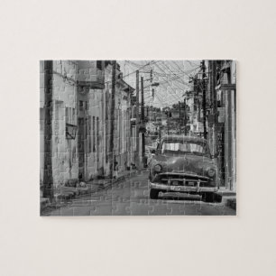 Puzzle Havana Street Oldtimer Car Cuba Travel Black White