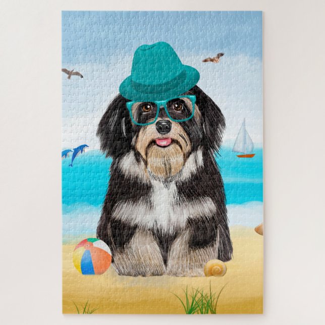 Puzzle Havanese Dog on Beach (Vertical)