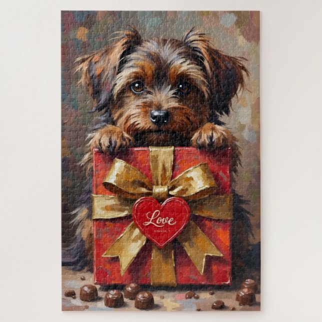 Puzzle Havanese Dog Valentine's Day Box of Chocolates (Vertical)