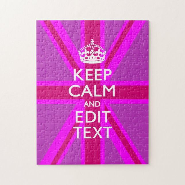 Puzzle Have Your Keep Calm Text on Pink Union Jack (Vertical)