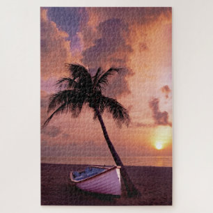 Puzzle Hawaii Island Travel Beach Sunset Palm Tree Boat