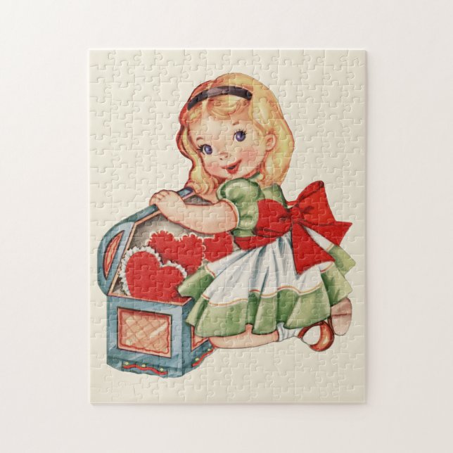 Puzzle Heart Girl Enfant Retro Enfants mignons (Vertical)