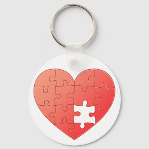 Puzzle Heart Keychain