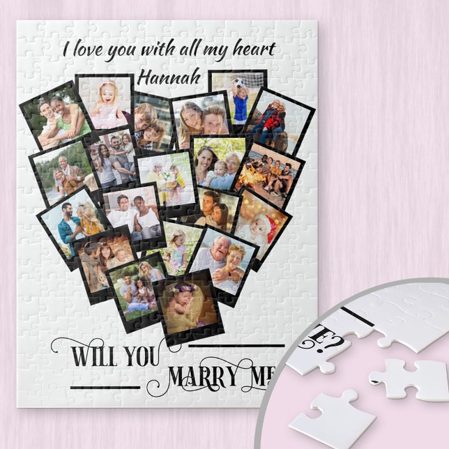 Puzzle Heart Photo Collage Aimer You Marry Me (Créateur téléchargé)