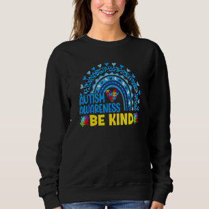 Puzzle Heart Rainbow Ribbon Be Kind Autism Awarene Sweatshirt