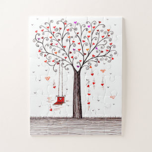 PUZZLE HEART TREE WITH SWING