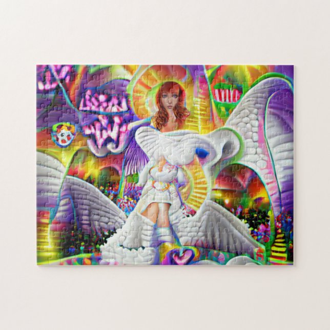 Puzzle Heaven Angel Femme Ville Psychédélique Lumière (Horizontal)