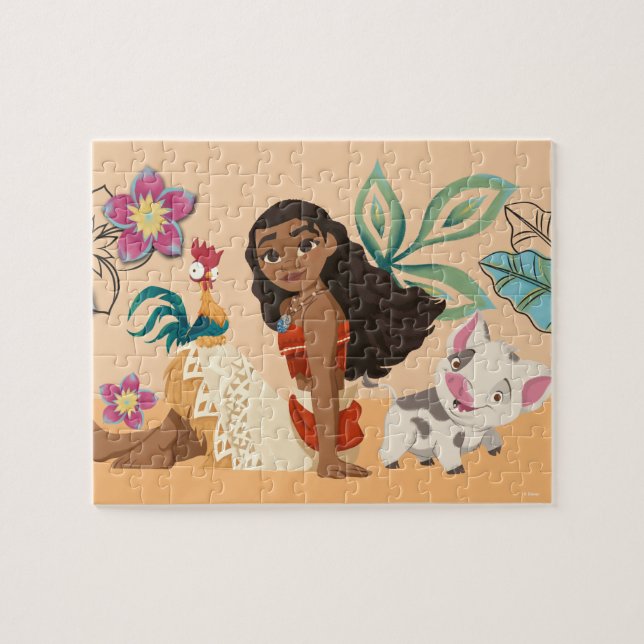 Puzzle Hei Hei, Moana et Pua se relaxent ensemble (Horizontal)
