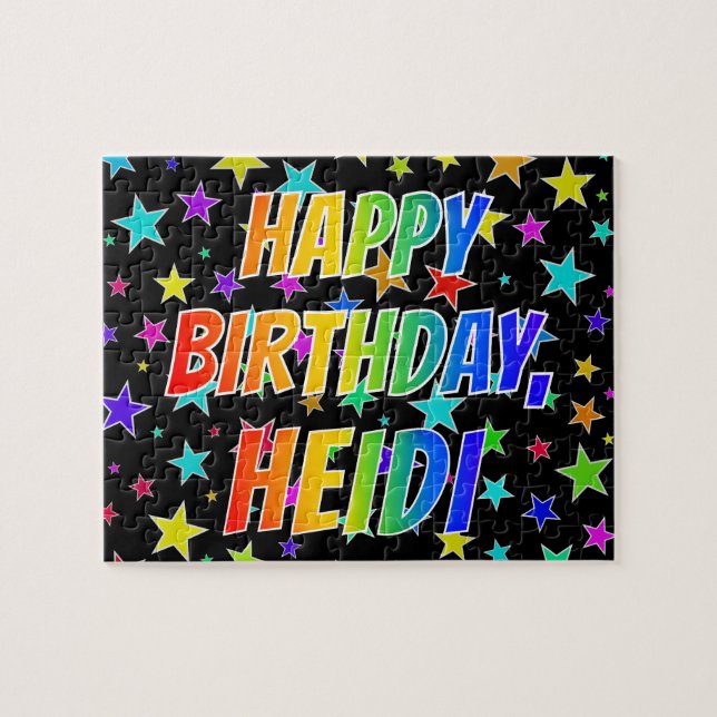Puzzle "HEIDI" Prénom, Amusant "HEUREUX ANNIVERSAIRE" (Horizontal)