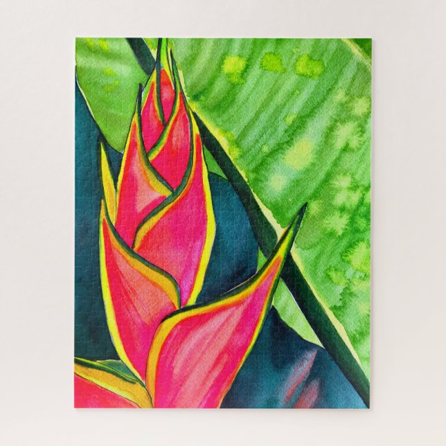 Puzzle Hélicoptère aquarelle fleur tropicale (Vertical)