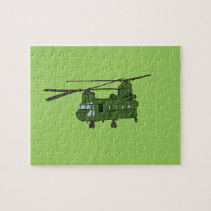 Puzzle Hélicoptère CH-47 militaire chinook vert