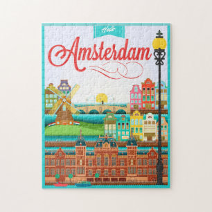 Puzzle Hello Amsterdam Holland Travel