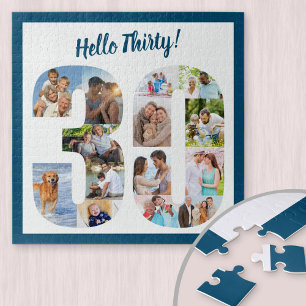 Puzzle Hello Thirty Photo Collage 30th Birthday Square