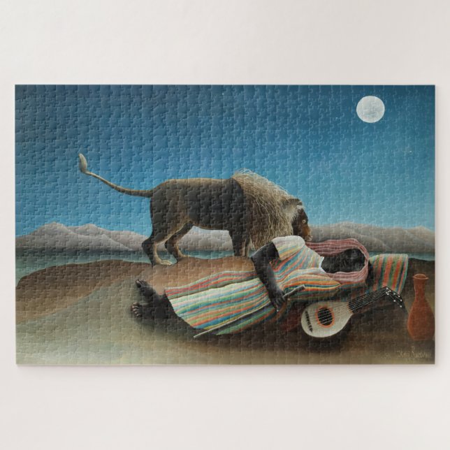 Puzzle Henri Rousseau Dormir Gitan Lion Peinture (Horizontal)