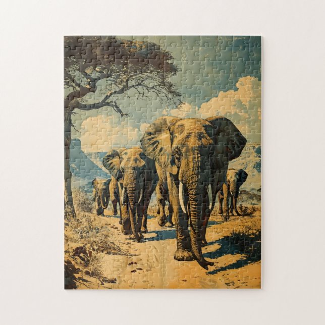 Puzzle Herbe d'éléphants Vintage (Vertical)