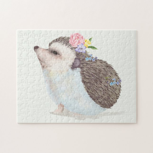 Puzzle Hérisson floral mignon (Horizontal)