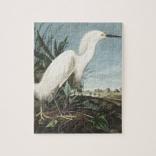 Puzzle Héron de neige ou aigrette blanche des oiseaux d'A