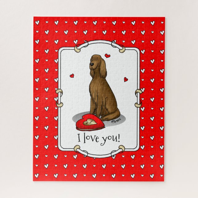 Puzzle Heureuse Sainte-Valentin Be Mine Irish Setter (rou (Vertical)