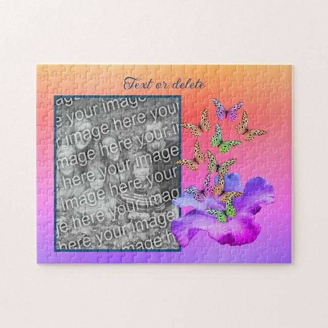 Puzzle Hibiscus Et Papillon Ajoutez Votre Photo Personnal (Horizontal)