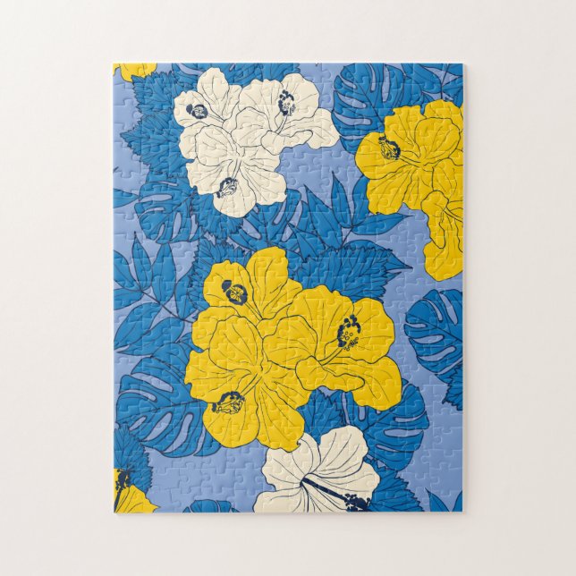 Puzzle Hibiscus fleurs et feuilles (Vertical)