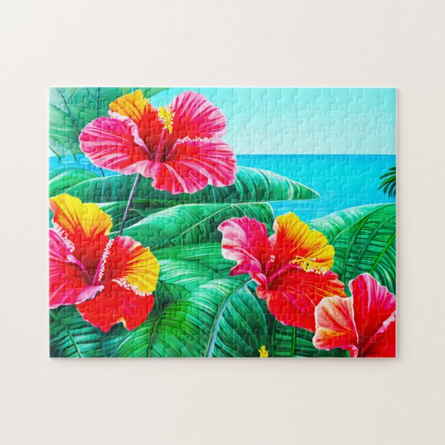 Puzzle Hibiscus hawaïen fleurs tropicales (Horizontal)
