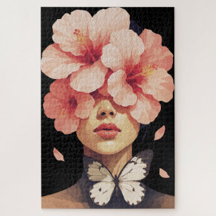Puzzle Hibiscus & Papillon – Floral Botanique Moderne