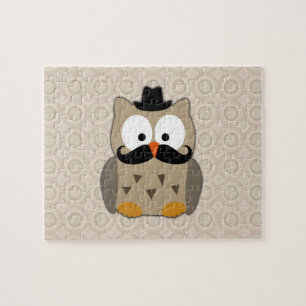 Puzzle Hibou avec Moustache et Casquette