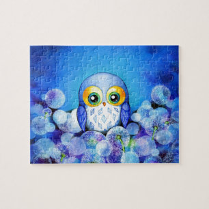 Puzzle Hibou bleu dans le domaine de pissenlit