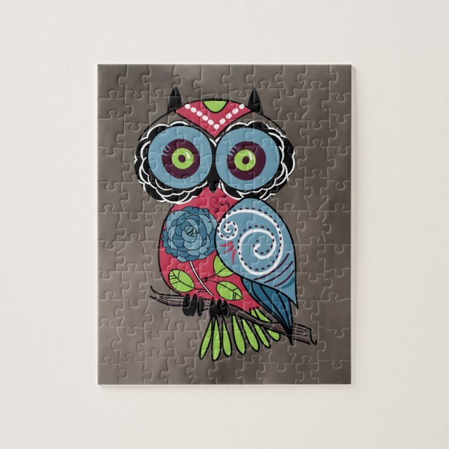 Puzzle Hibou d'art populaire - magnifique ! (Vertical)